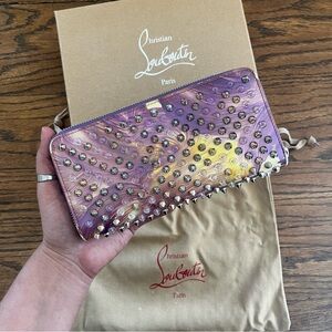 Christian Louboutin Panettone Purple Yellow Studded Long Wallet Rare